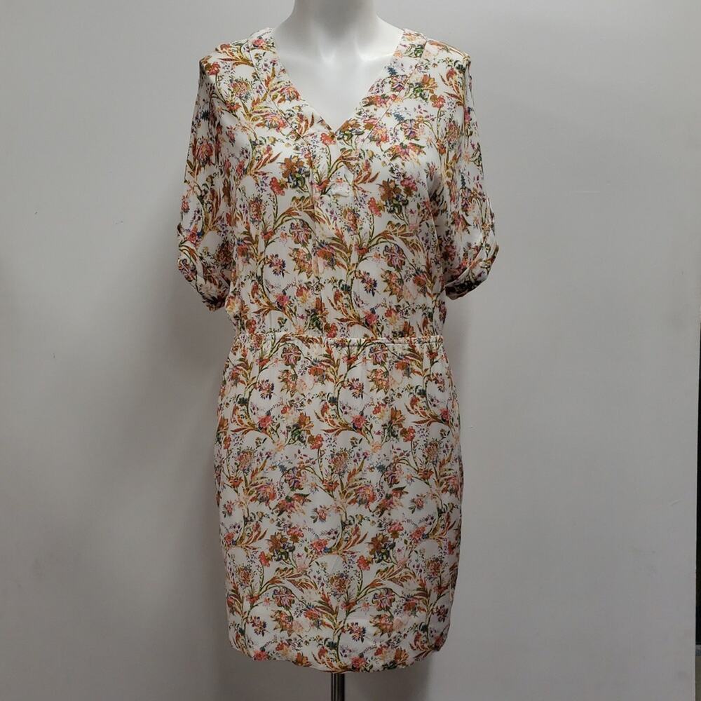 Zara Floral V Neck Dress Women's Size XS Kimono Sleeve Spring Summer Casual